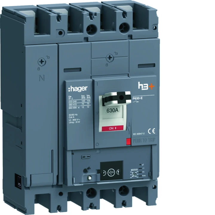 Disjoncteur Boitier Moulé h3+ P630 ENERGY 4P4D  In630A Icu70kA à plage