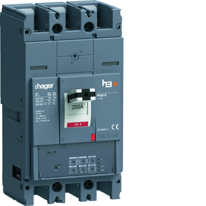 Disjoncteur Boitier Moulé h3+ P630 LSI 3P In250A Icu70kA à plage
