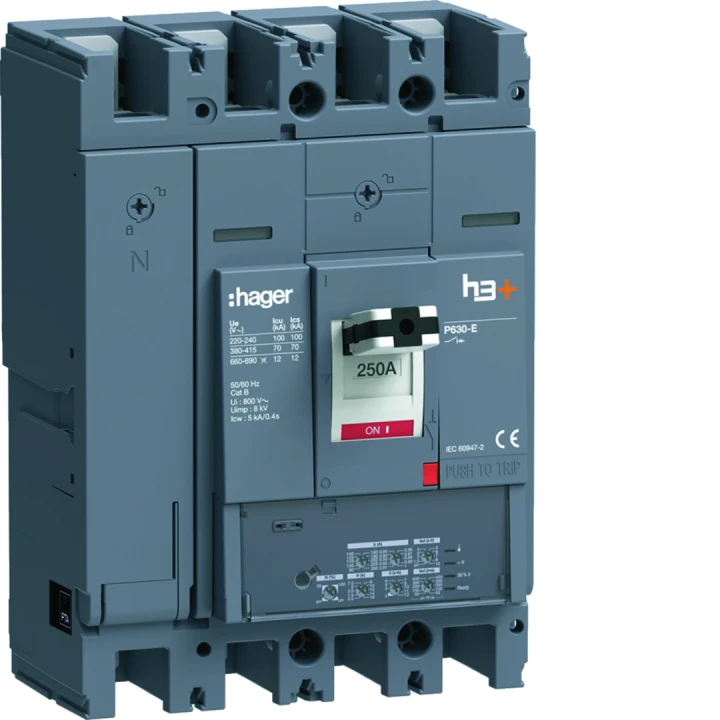 Disjoncteur Boitier Moulé h3+ P630 LSI 4P In250A Icu70kA à plage