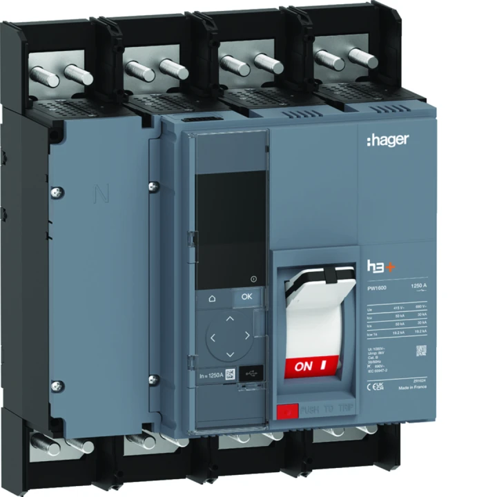 Disjoncteur boitier moulé h3+ PW1600 Energy 4 Poles 1250A 50kA