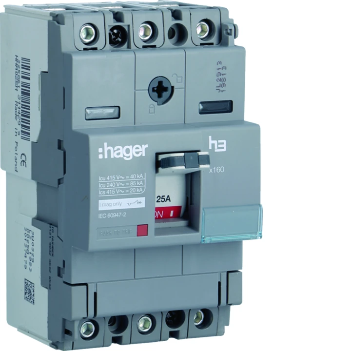 Disjoncteur Boitier Moulé h3 x160 MAG (ICB) 3P3D  In25A Icu40kA à cage