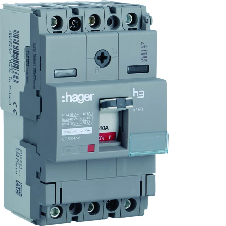 Disjoncteur Boitier Moulé h3 x160 MAG (ICB) 3P3D  In40A Icu40kA à cage