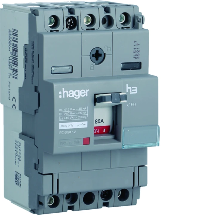 Disjoncteur Boitier Moulé h3 x160 MAG (ICB) 3P3D  In80A Icu40kA à cage
