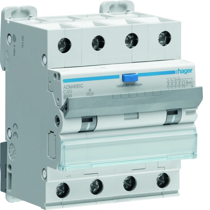 Disjoncteur différentiel 40A 4P 6kA Courbe C 30mA type A 4 modules