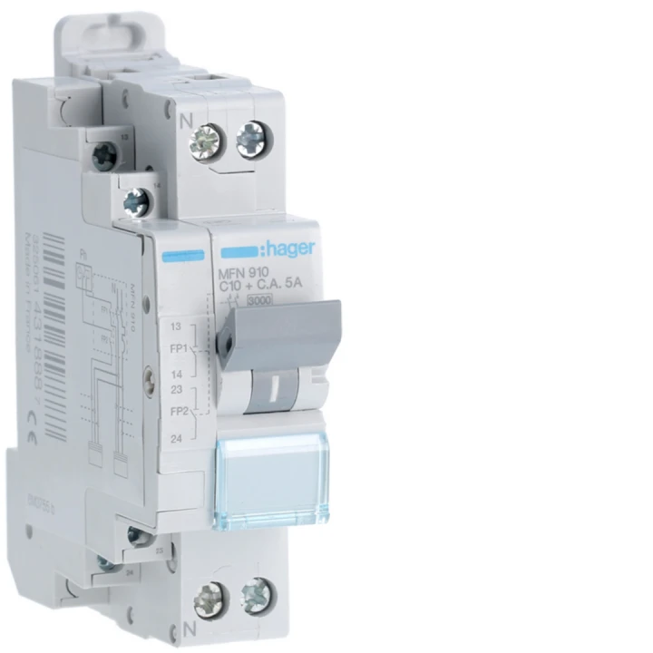 Disjoncteur fil pilote Phase + Neutre 10A 3kA Courbe C bornes à vis 1,50 Modules