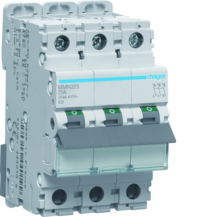 Disjoncteur magnétique 3P 20kA 25A 3 modules