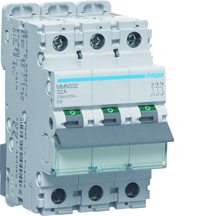 Disjoncteur magnétique 3P 20kA 32A 400V access. indicateur IEC 947-2