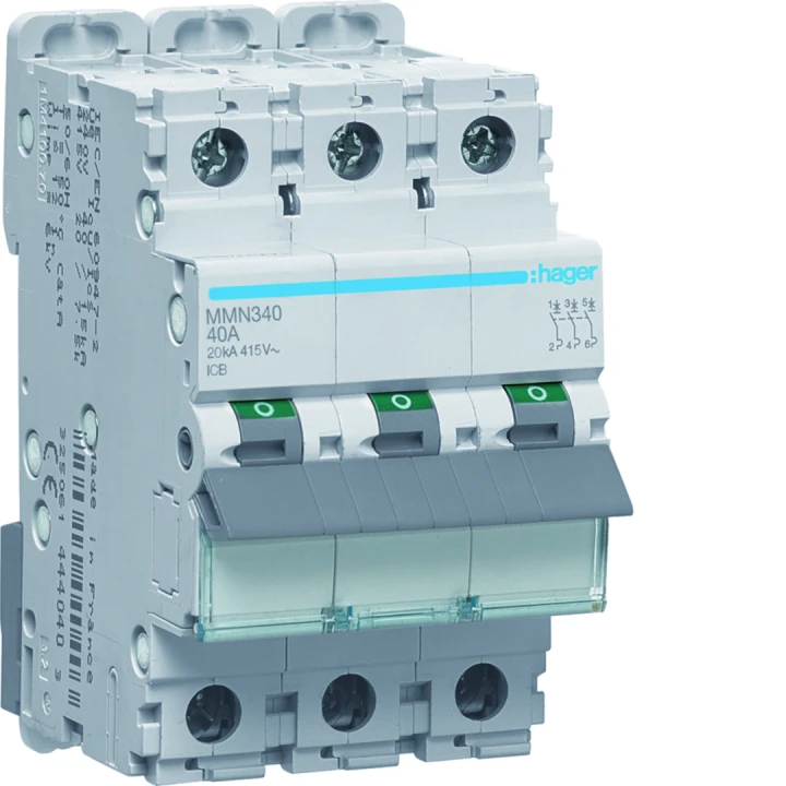Disjoncteur magnétique 3P 20kA 40A 400V access. indicateur IEC 947-2