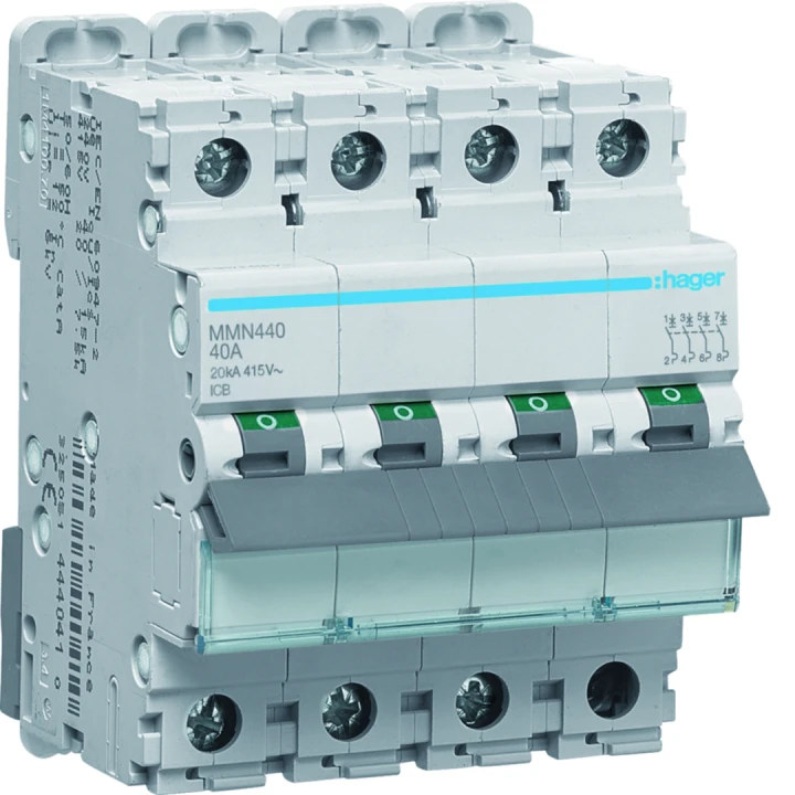 Disjoncteur magnétique 4P 20kA 40A 400V access. indicateur IEC 947-2