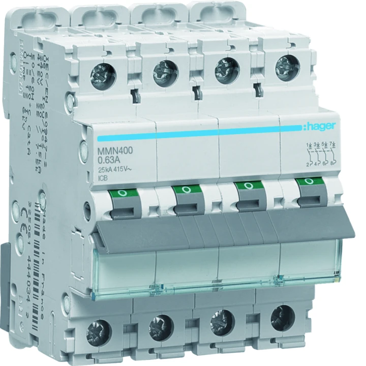 Disjoncteur magnétique 4P 25kA 0.63A 400V access. indicateur IEC 947-2