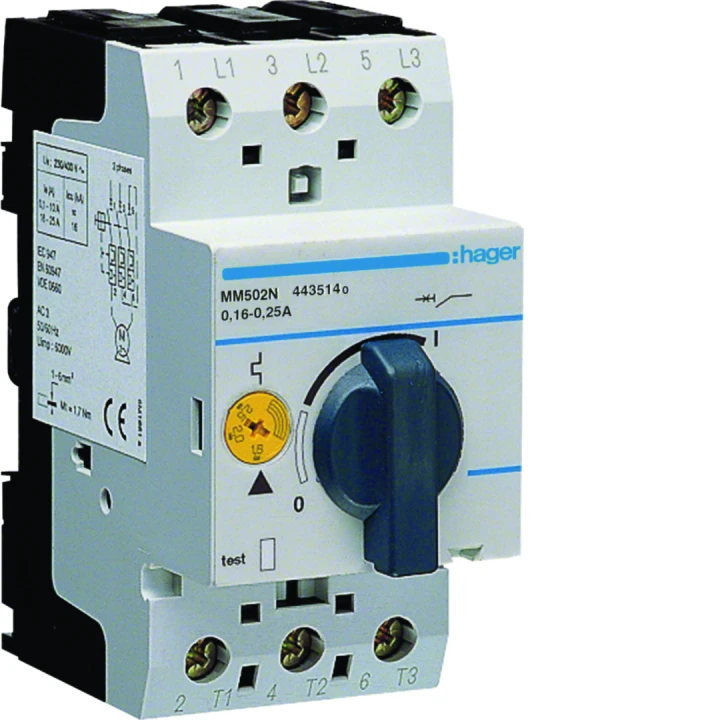 Disjoncteur moteur 0.16-0.25 A P = 0.06 kW AC3 400 V 2.5 M IEC 947