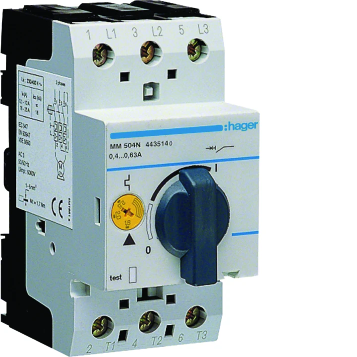 Disjoncteur moteur 0.4-0.63 A  P = 0.09-0.12 kW AC3 230-400 V  2.5 M  IEC 947