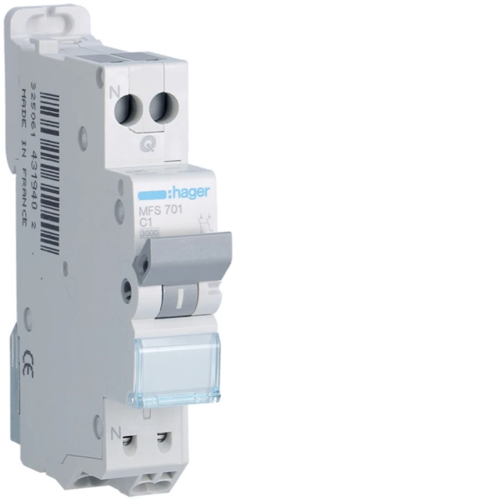 Disjoncteur Phase+ Neutre 1A 3kA Courbe C connexion automatique SanVis 1 Module