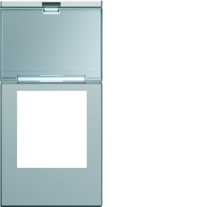 Enjoliveur Gallery prise RJ45 avec porte étiquette 1 module, finition Titane