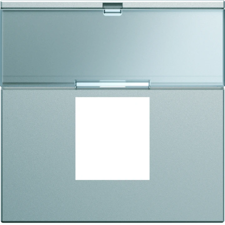 Enjoliveur Gallery prise RJ45 avec porte étiquette 2 modules, finition Titane