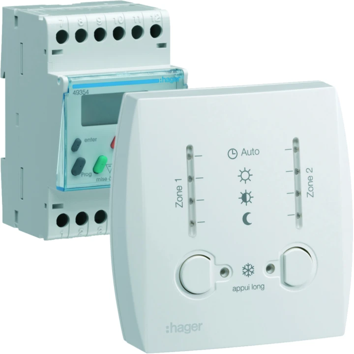 Gestionnaire d'énergie simplifié chauffage électrique 2 zones sur 7 jours 230V