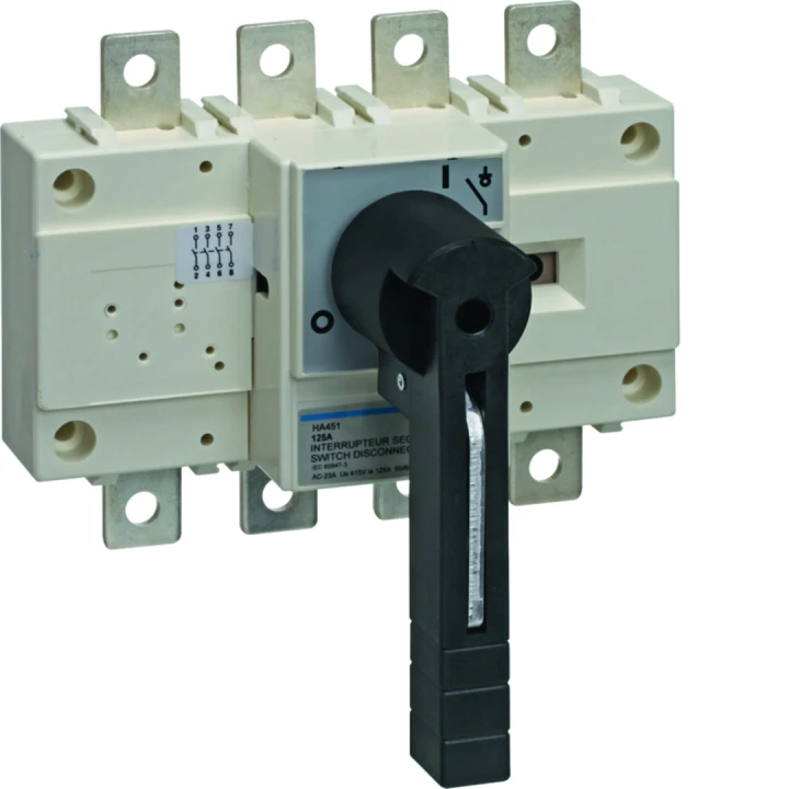 Interrupteur coupure apparente 4P In125A Ue380 - 415Vac Poignée rotative longue