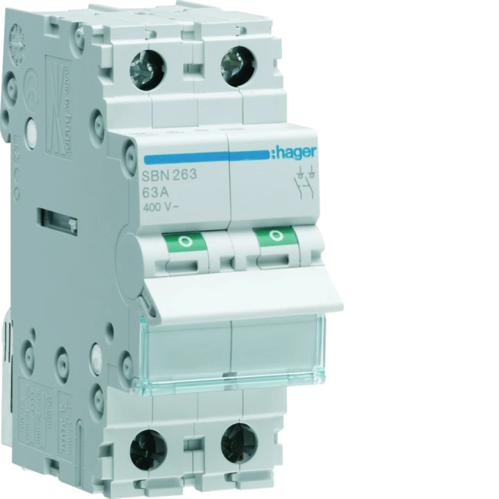 Interrupteur sectionneur 63A 2P 2 modules