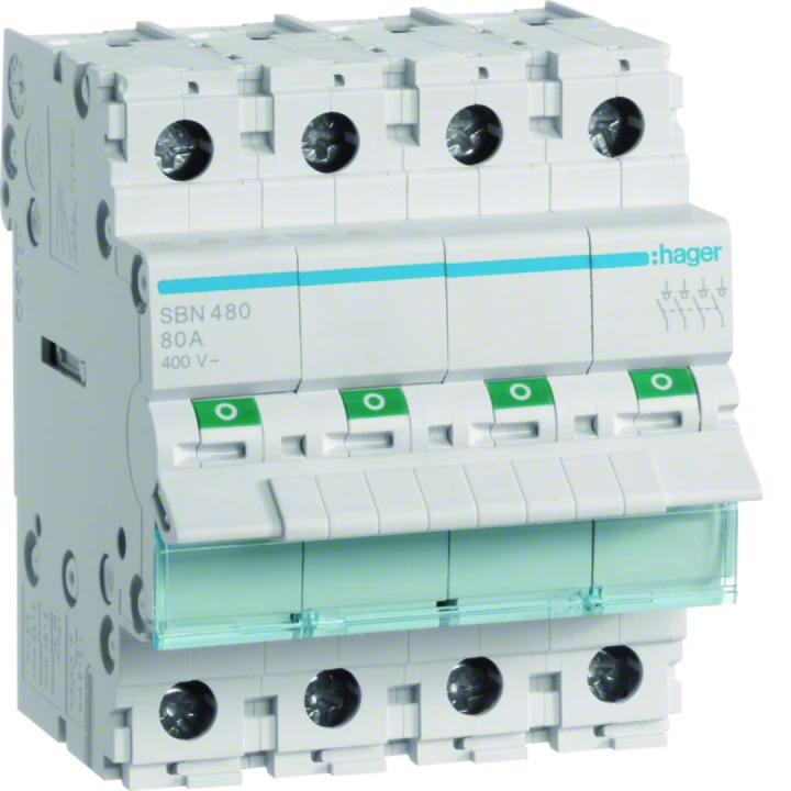 Interrupteur sectionneur 80A 4P 4 modules