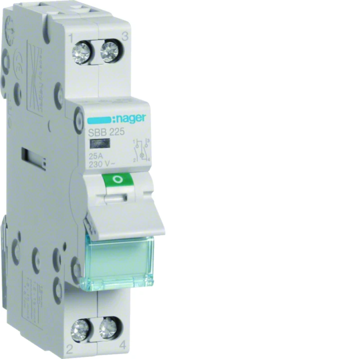Interrupteur sectionneur à voyant LED Orange 25A 2P 1 module