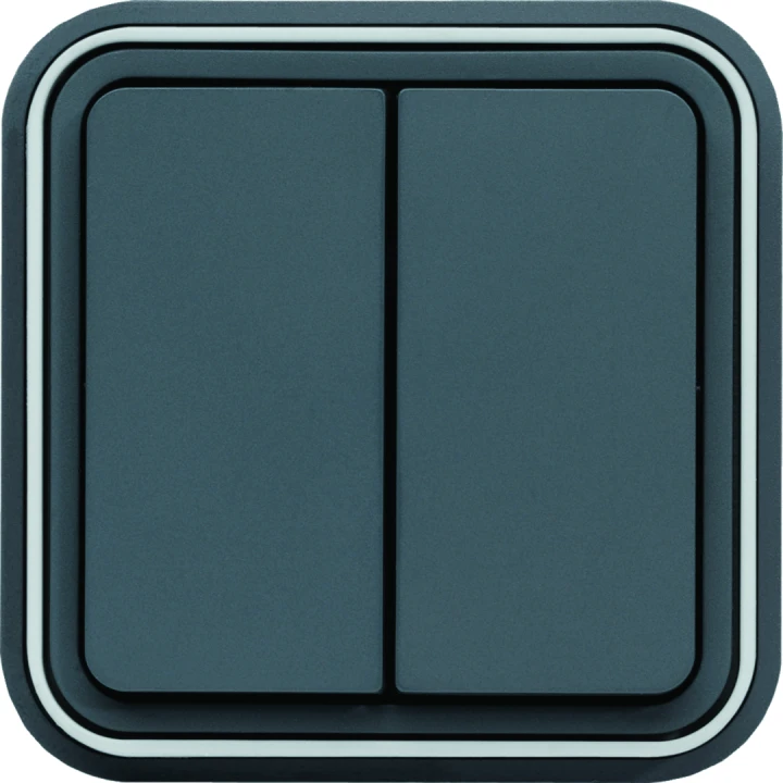 Interrupteur va et vient double Cubyko étanche IP55 gris pose en encastré