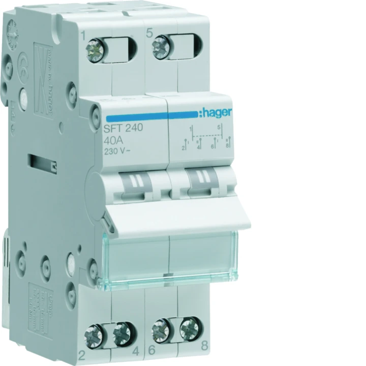 Inverseur avec point zéro 40A 2P 230 - 230VAC 2 modules