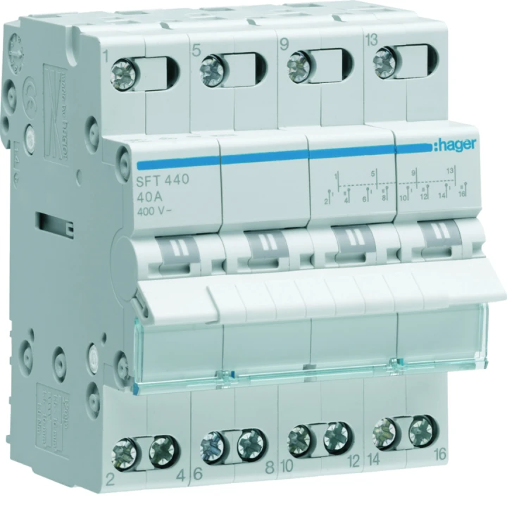 Inverseur avec point zéro 40A 4P 400 - 400VAC 4 modules
