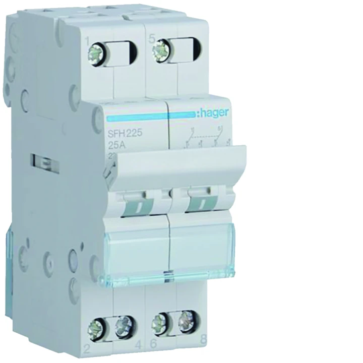 Inverseur sans point zéro commun amont 25A 2P 230 - 230VAC 2 module