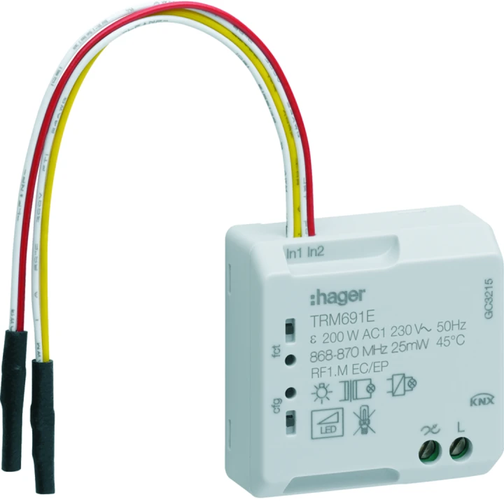 micromodule 1 sortie éclairage variable 10A 230V + 2 entrées filaires, KNX radio