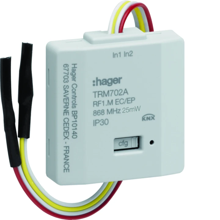 micromodule 2 entrées filaires à encastrer avec alimentation sur pile, KNX radio
