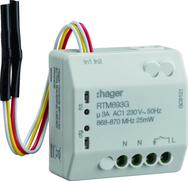 Module encastrable 1 sortie éclairage 3A-230V + 2 entrées radio