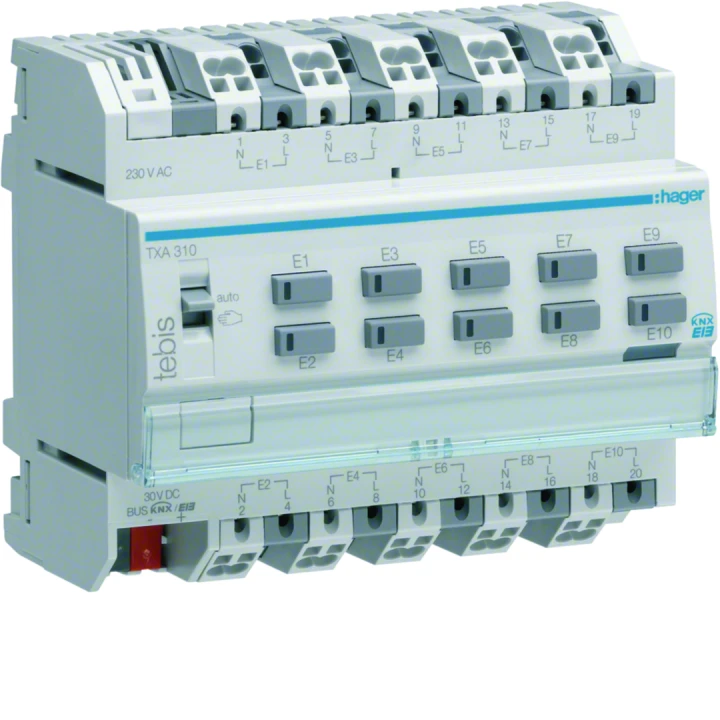 Module tableau 10 entrées filaires 230V KNX filaire