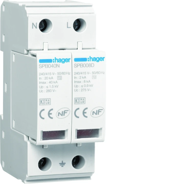 Parafoudre de type 2 Imax 8kA 2P 2modules