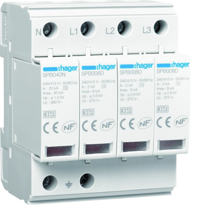Parafoudre de type 2 Imax 8kA 4P 4modules