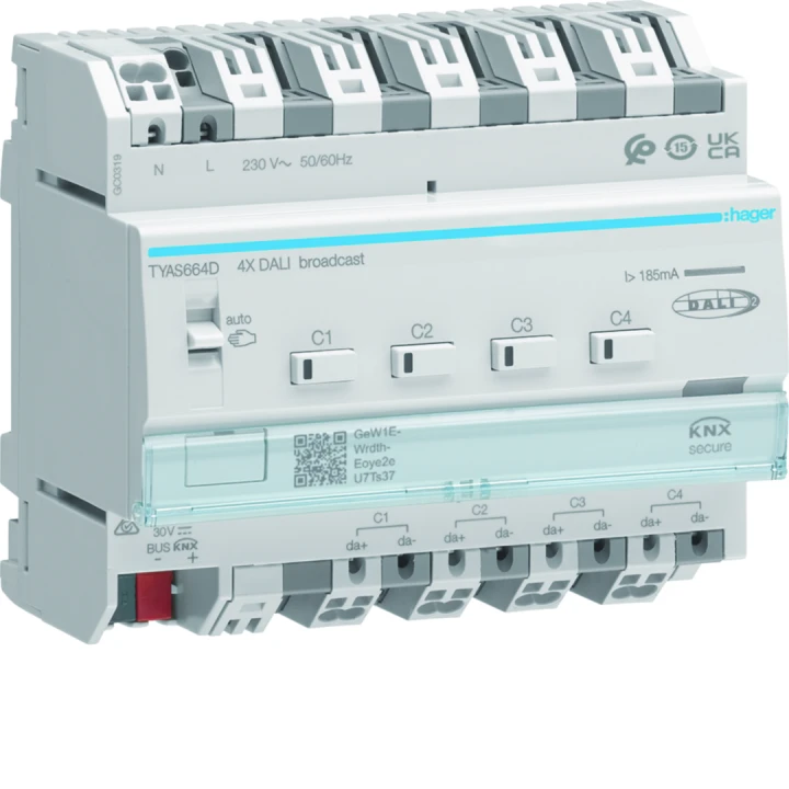 Passerelle 1 voie DALI2/KNX RGBW + variation de blanc broadcast easy/ETS