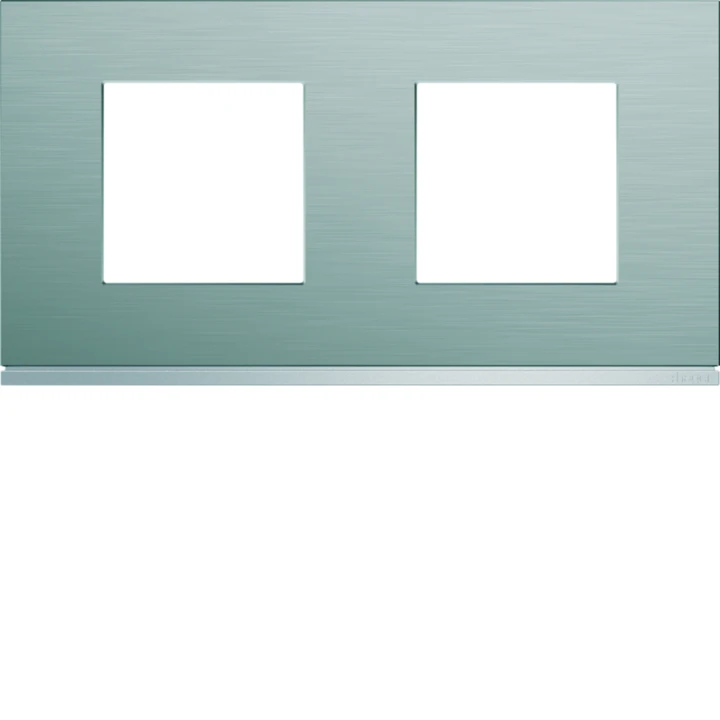 Plaque de finition Gallery 2 postes Bright inox horizontale entraxe 71 mm