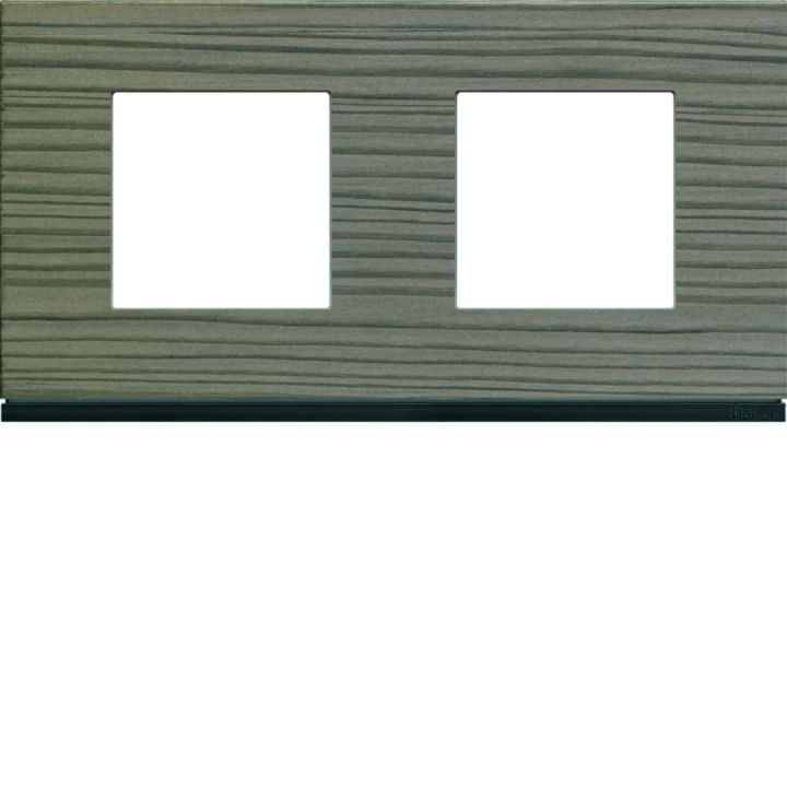 Plaque de finition Gallery 2 postes Grey wood horizontale entraxe 71 mm