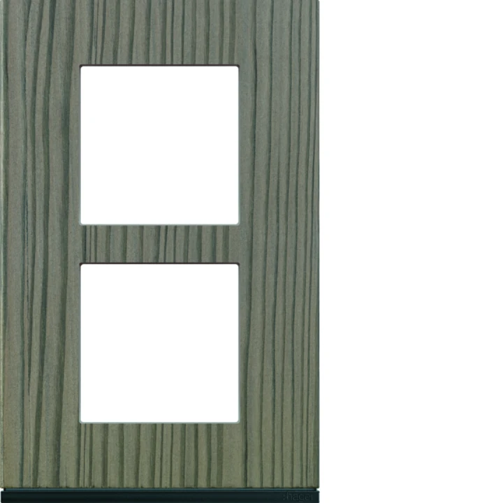 Plaque de finition Gallery 2 postes Grey wood verticale entraxe 57 mm