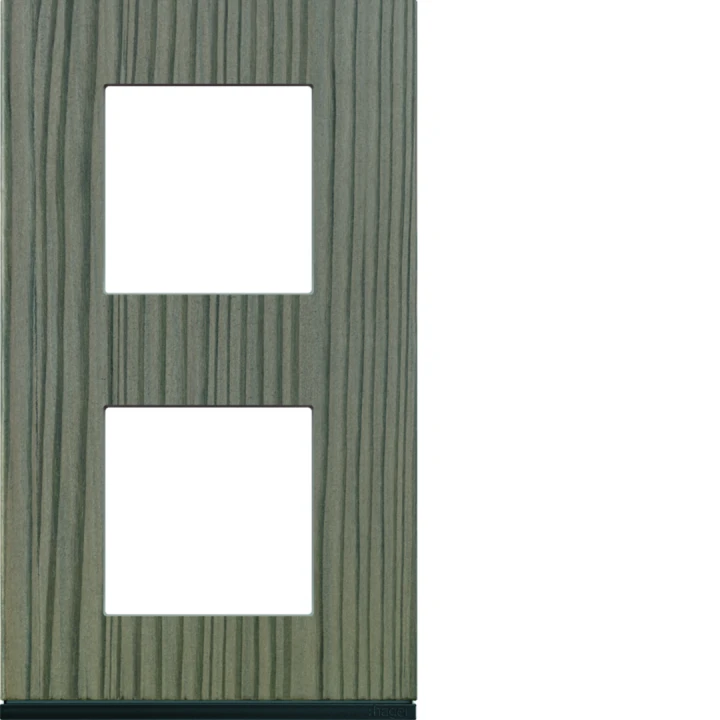 Plaque de finition Gallery 2 postes Grey wood verticale entraxe 71 mm