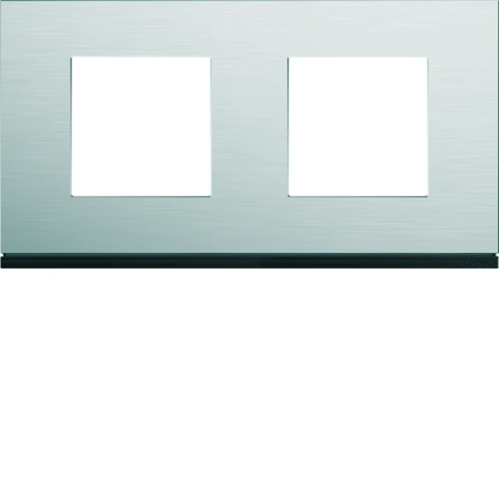 Plaque de finition Gallery 2 postes Natural alu horizontale entraxe 71 mm