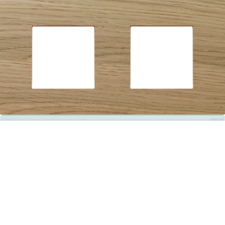Plaque de finition Gallery 2 postes ‌Oak wood horizontale entraxe 71 mm