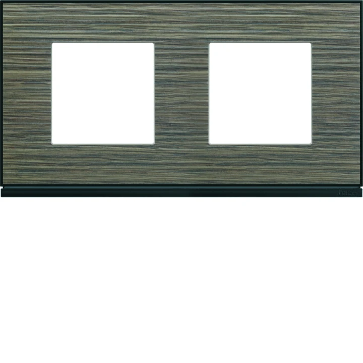 Plaque de finition Gallery 2 postes Pecan horizontale entraxe 71 mm