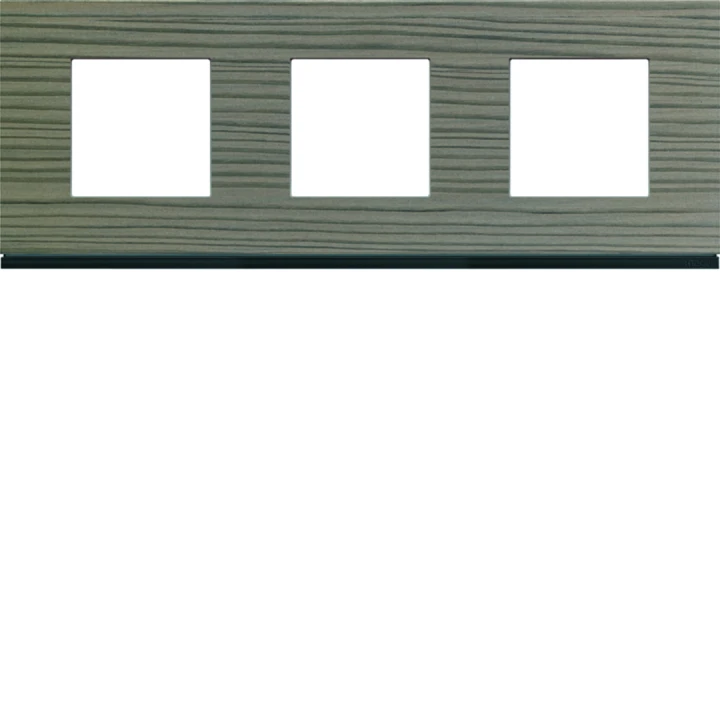 Plaque de finition Gallery 3 postes horizontale Grey wood entraxe 71 mm