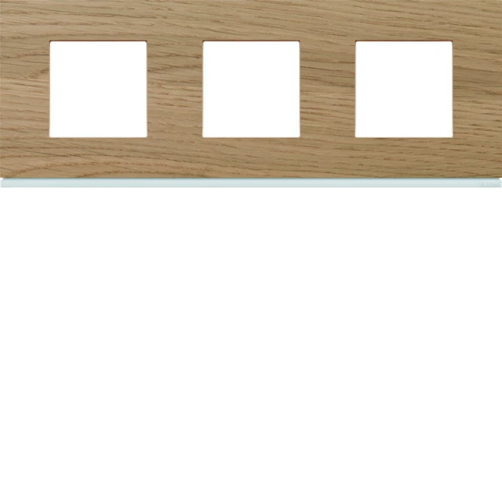 Plaque de finition Gallery 3 postes horizontale ‌Oak wood entraxe 71 mm