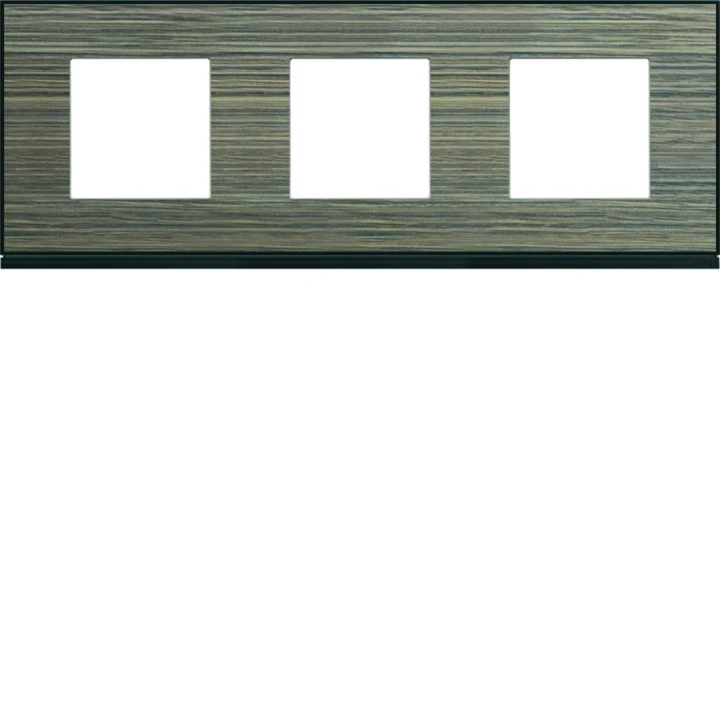 Plaque de finition Gallery 3 postes horizontale Pecan entraxe 71 mm