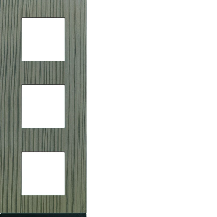 Plaque de finition Gallery 3 postes verticale Grey wood entraxe 71 mm