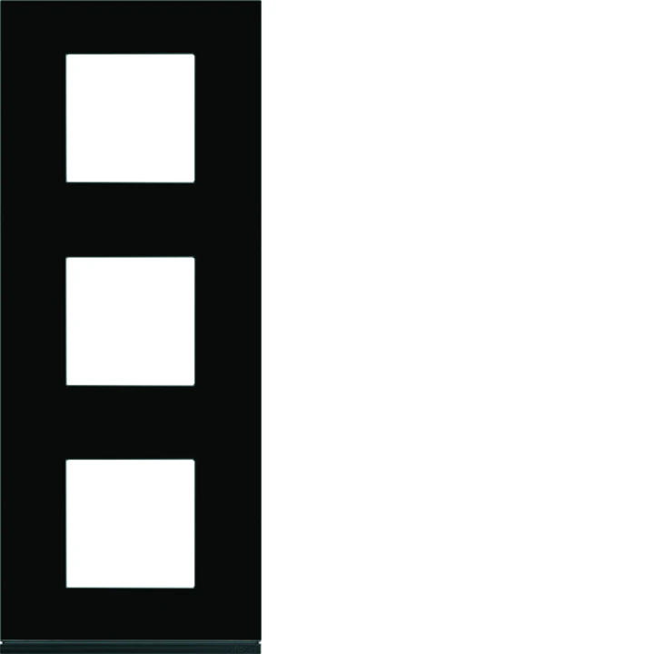 Plaque de finition Gallery 3 postes verticale Midnight glass entraxe 71 mm