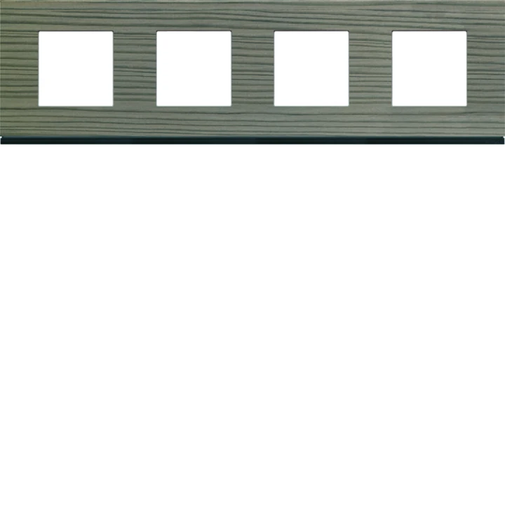 Plaque de finition Gallery 4 postes horizontale Grey wood entraxe 71 mm