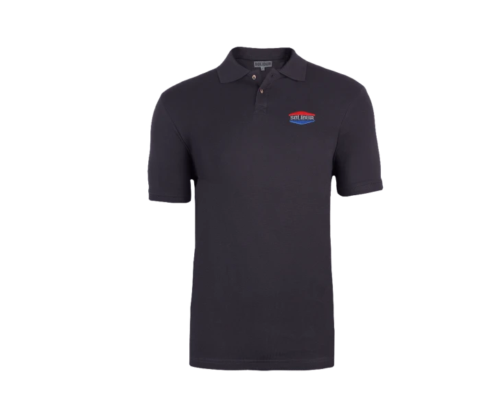 POLO NOIR BRODE SOLIDUR MANCHES COURTES