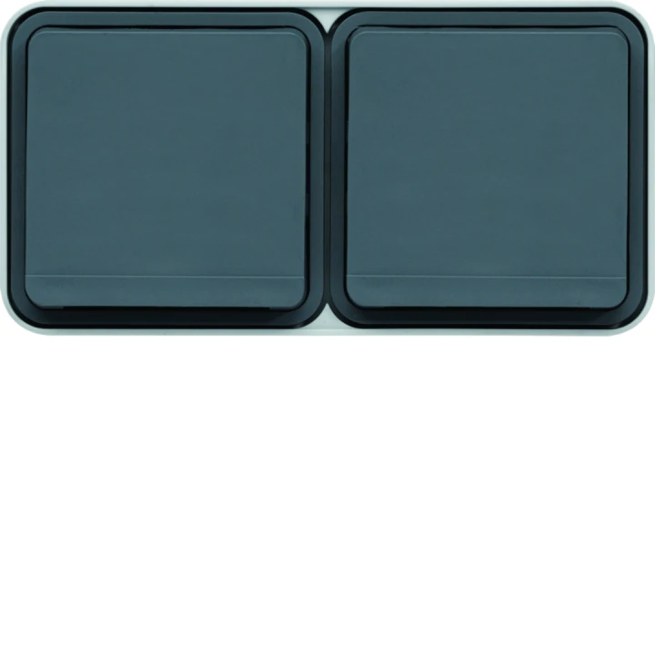 Prise de courant 2P+T double Cubyko étanche IP55 gris pose horizontale saillie